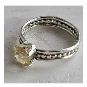 CITRINE CRYSTAL SOLITARY RING HANDMADE IN STERLING SILVER SZ 8